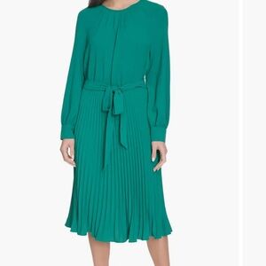 Calvin Klein Aerowash Long Sleeve Pleated Midi Dress 6
